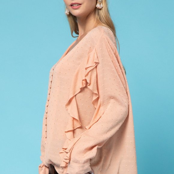 Swiss Dot Ruffle Blouse NWT - Picture 3 of 5